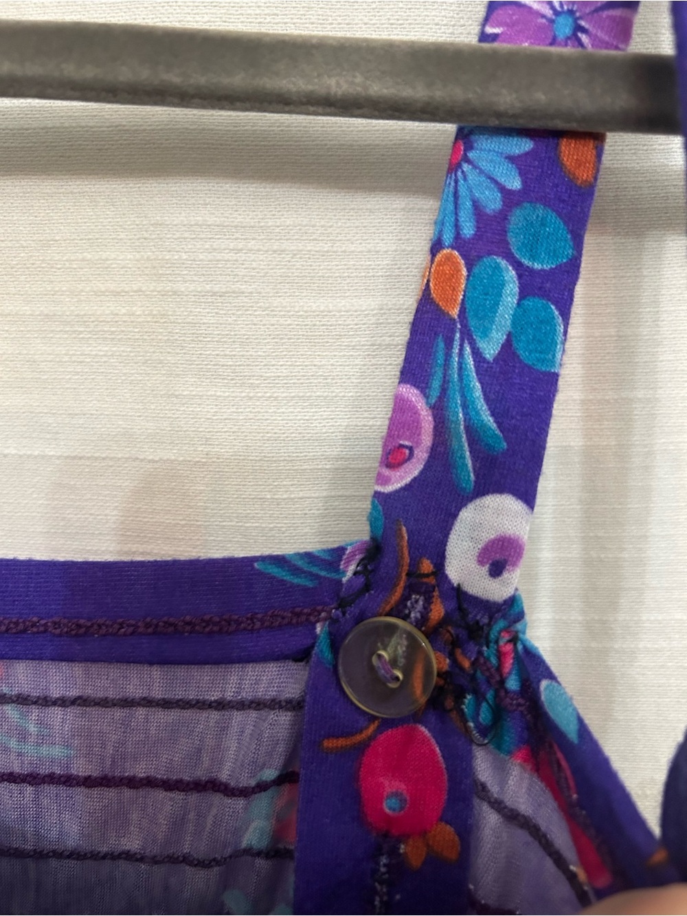 True Vintage Circa 1970's/1980's Purple Floral Sundress w/ Teal and Pink Accents - Picture 6 of 8